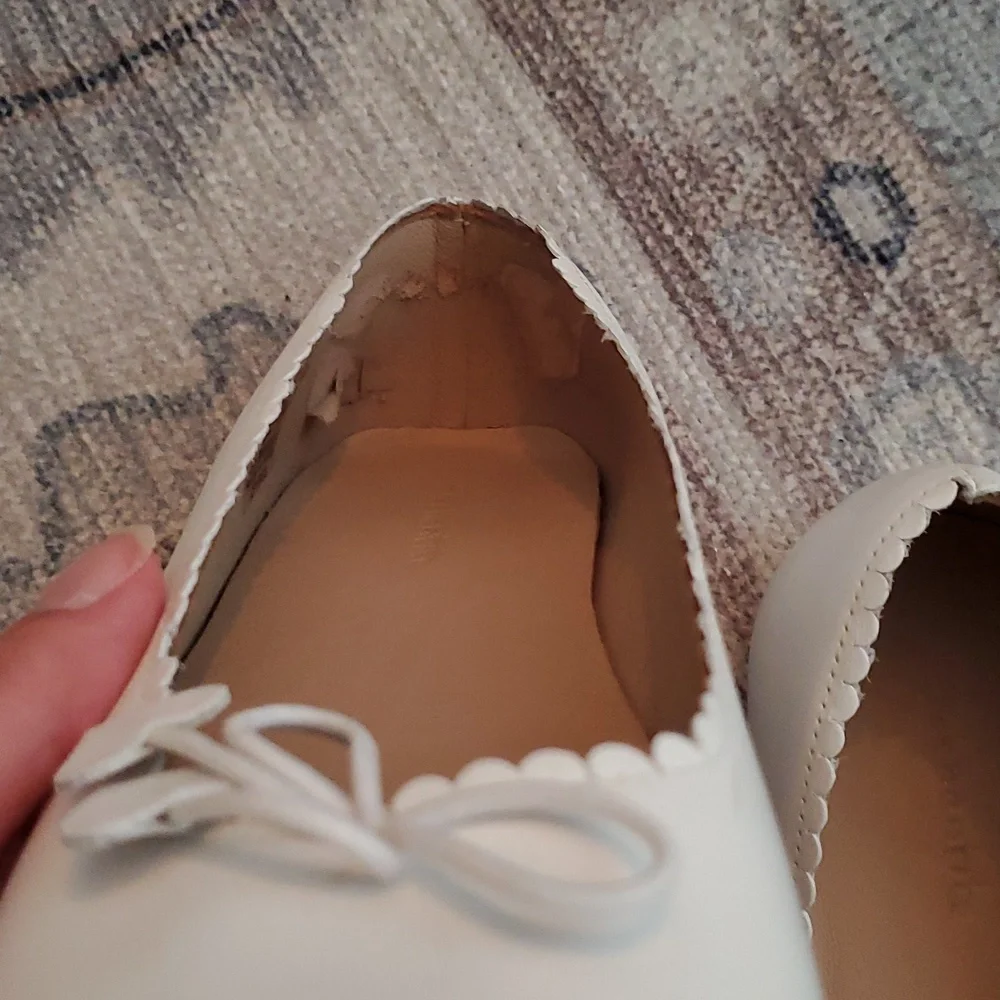 Elephantito Girls Scalloped Ballerina Flats Slip-on Shoes White Sz3